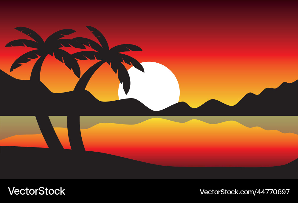 Evening beach Royalty Free Vector Image - VectorStock