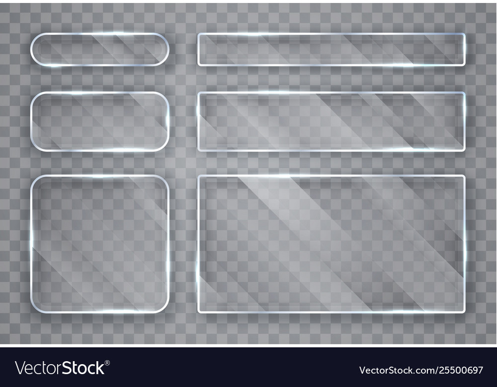 Glass plates set banners on transparent Royalty Free Vector