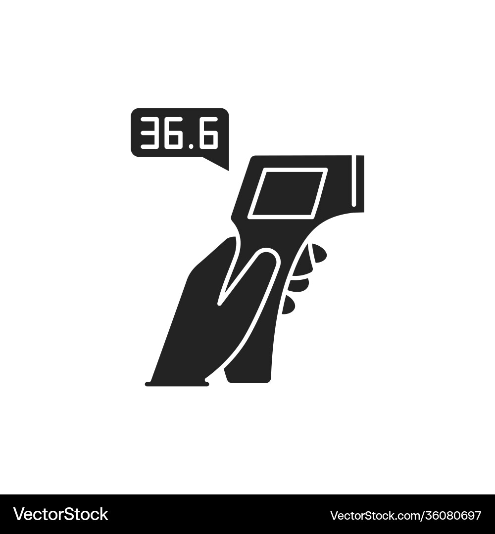 Infrared thermometer measures temperature black Vector Image