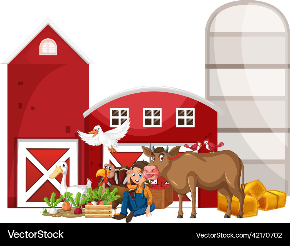 Farming theme with farmer Royalty Free Vector Image