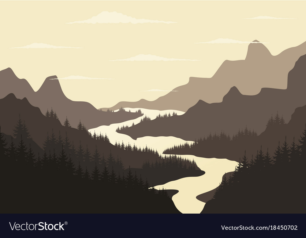 River mountain2 Royalty Free Vector Image VectorStock