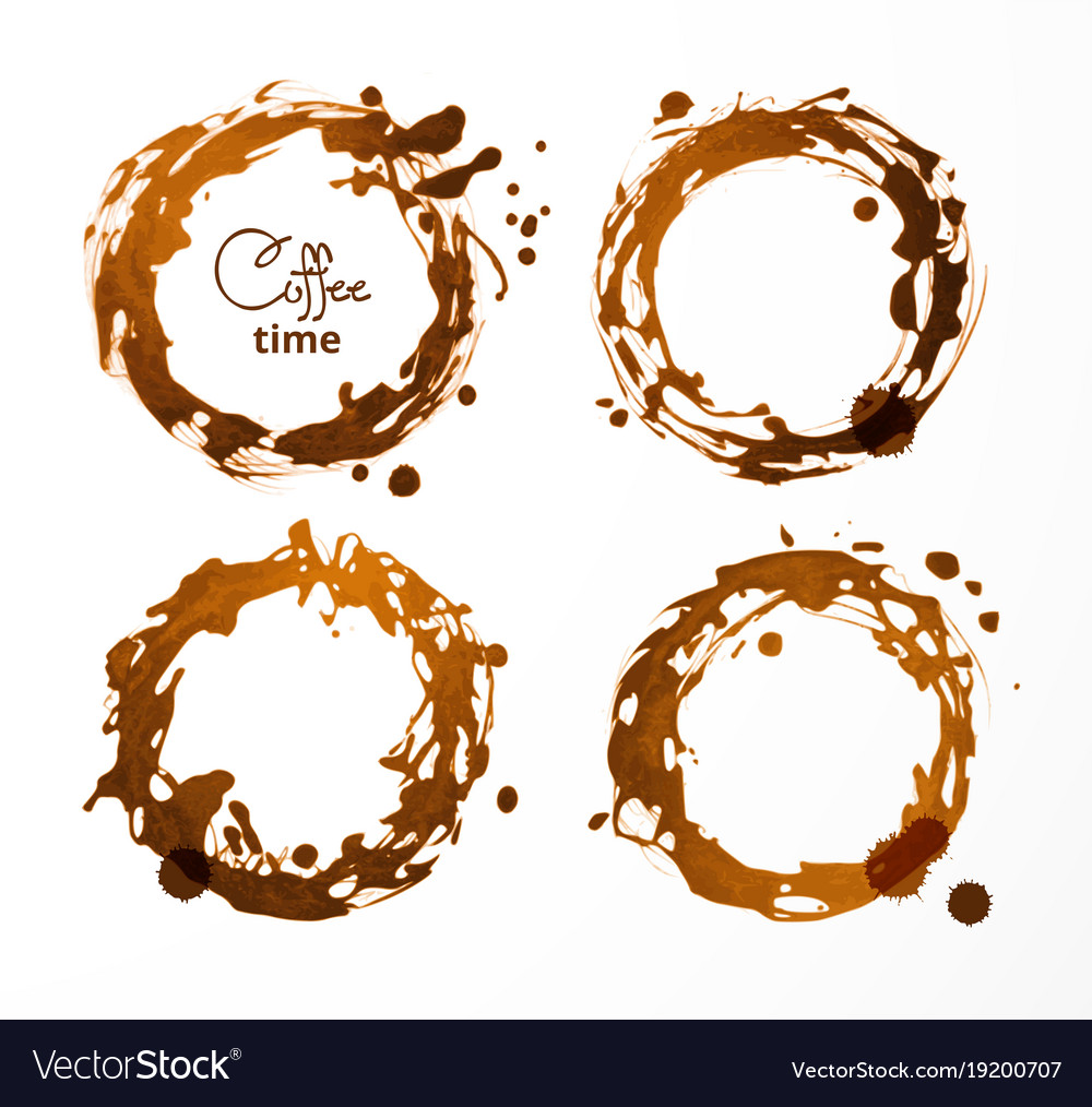 Coffee cup stains on white background