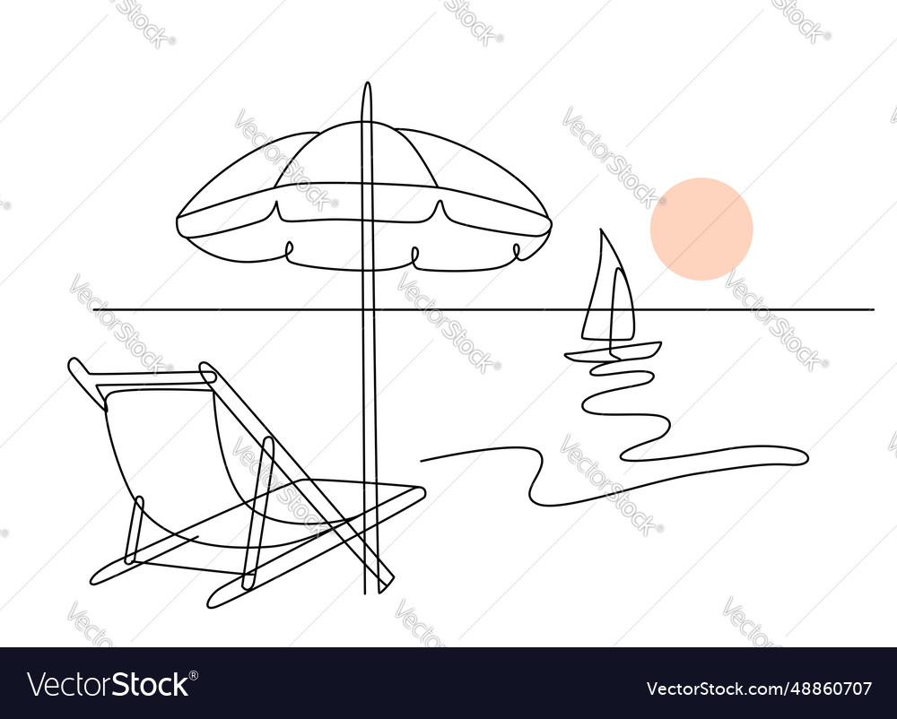 Beach Line Drawing
 Sea beach line drawing summer outdoors Royalty Free Vector