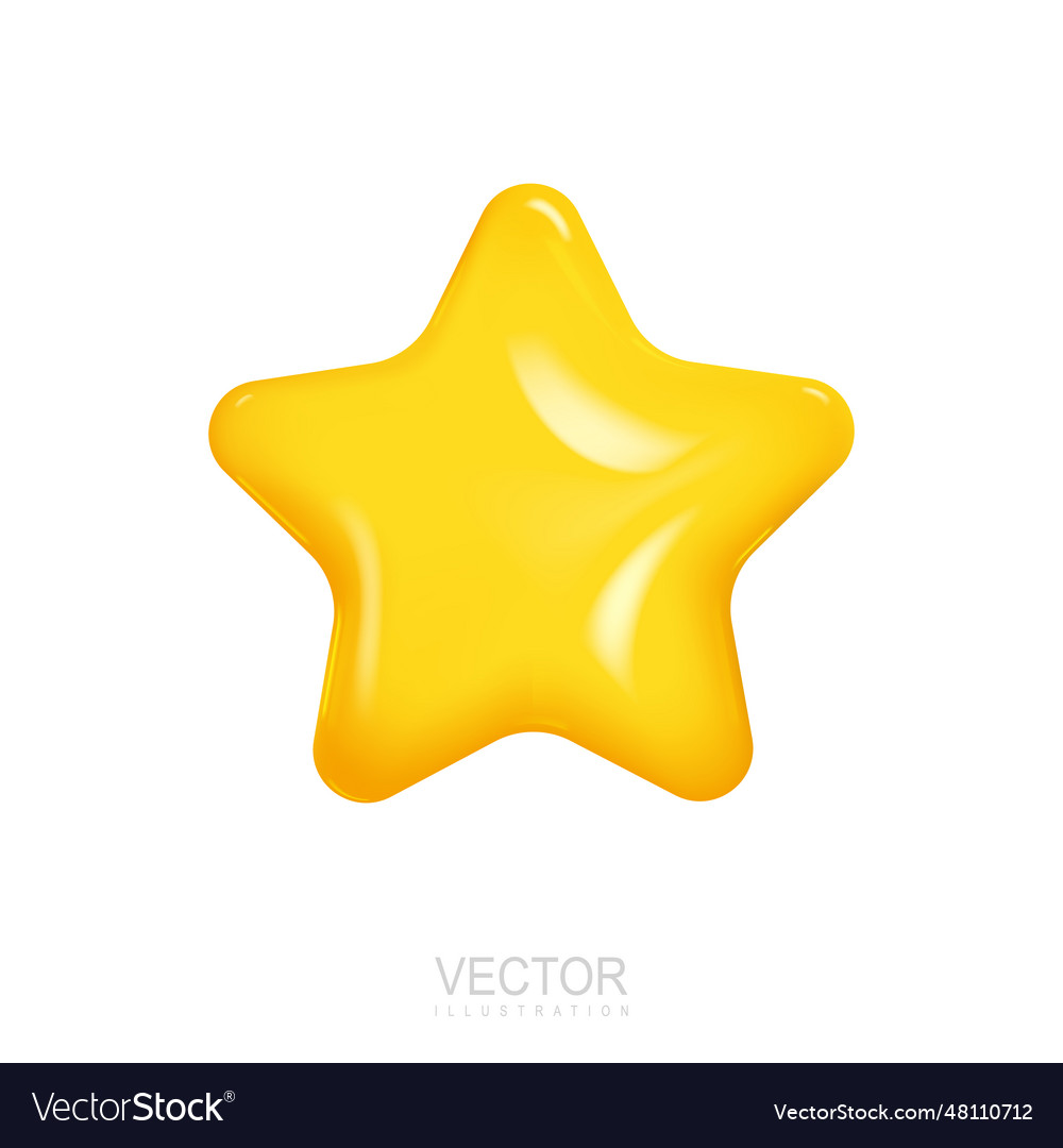 3d render of a glossy yellow star on white Vector Image