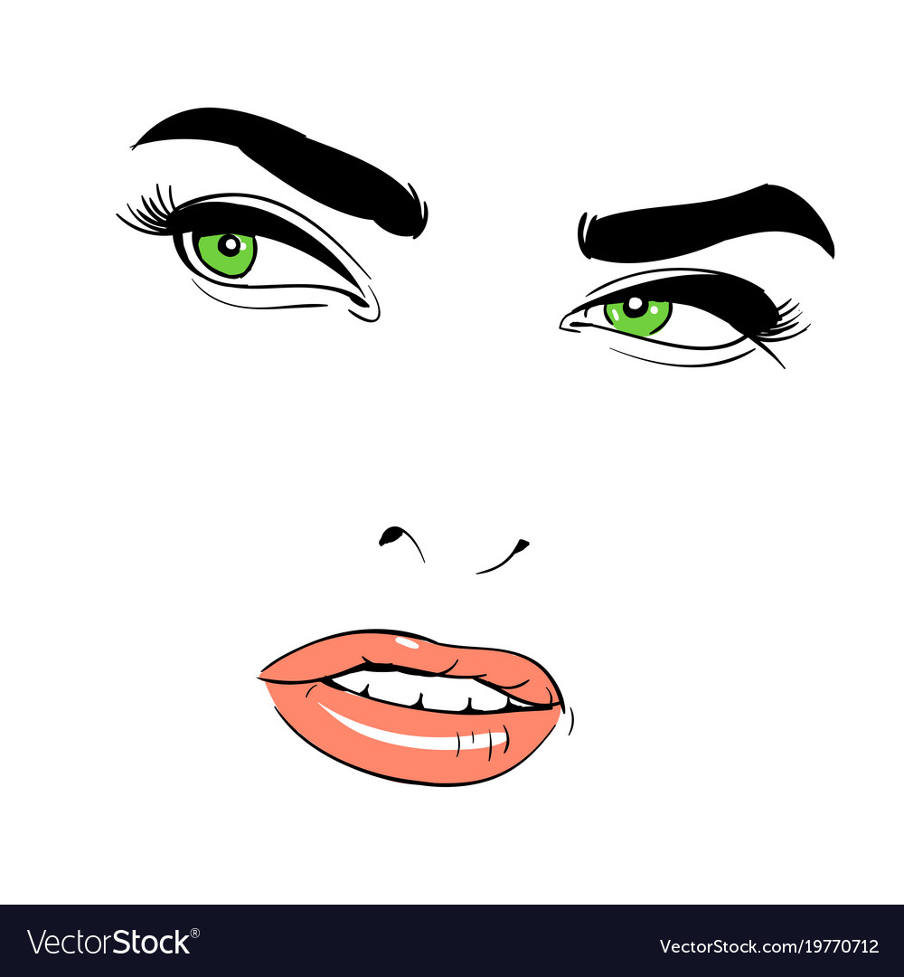 A woman s face green-eyed shrewd Royalty Free Vector Image