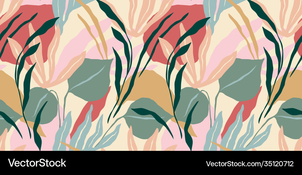 Artistic seamless pattern with abstract leaves Vector Image