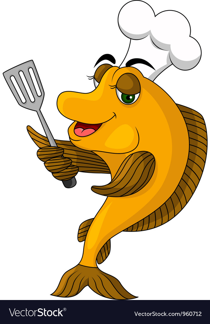 Download Cartoon cook fish Royalty Free Vector Image - VectorStock