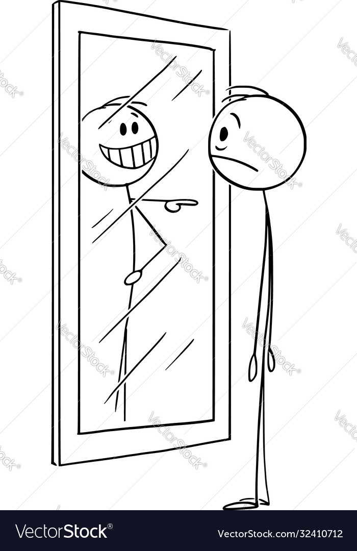 Cartoon frustrated man with low confidence or Vector Image