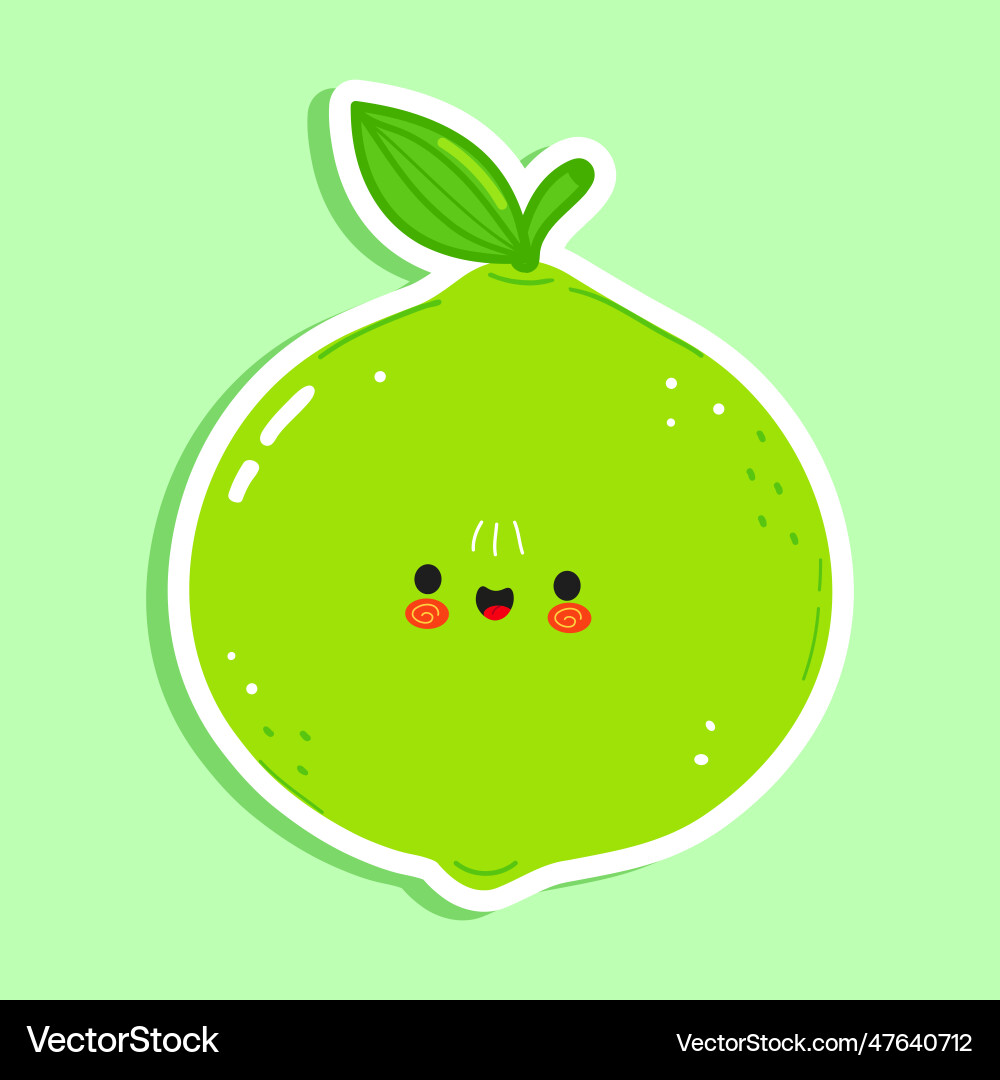 Cute sticker lime character hand drawn cartoon Vector Image