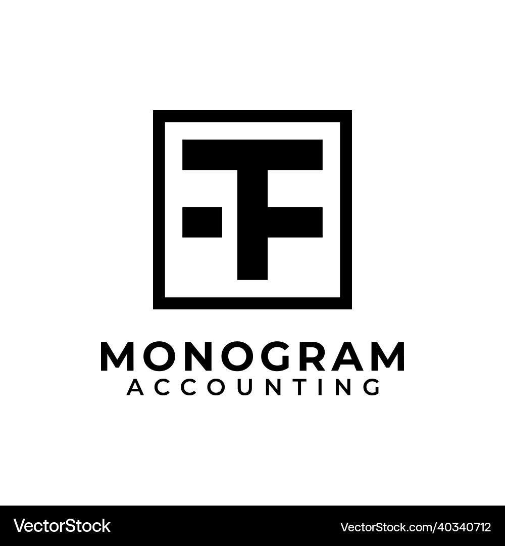 Initial letter tf square logo design Royalty Free Vector