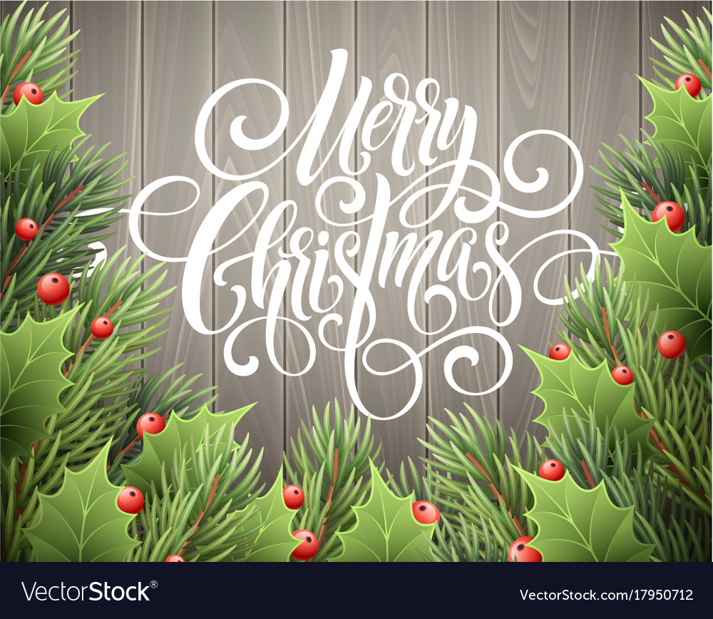 Merry christmas handwriting script lettering Vector Image