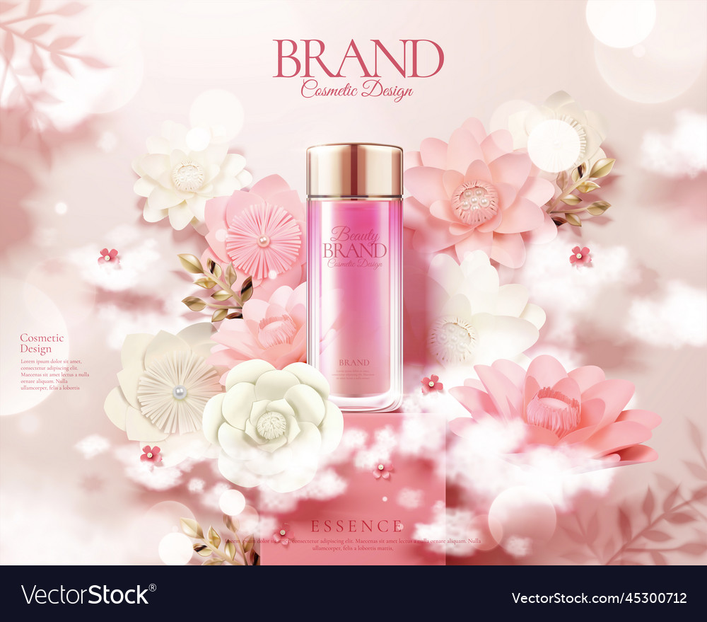 Pink skincare bottle ads Royalty Free Vector Image