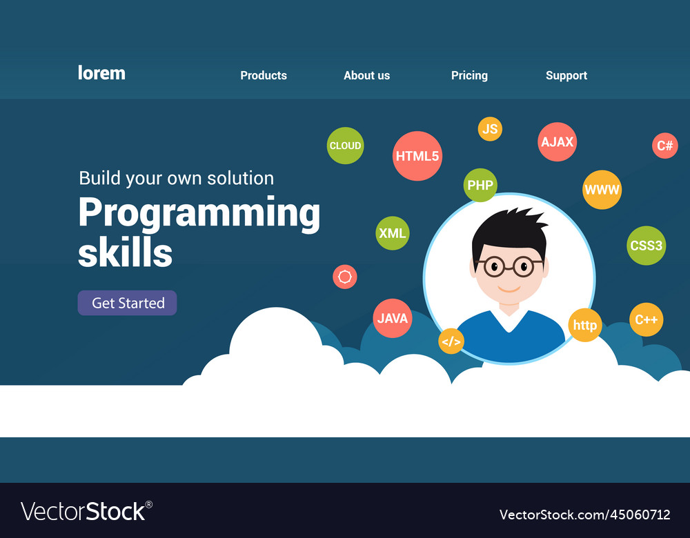 Programmer flat design graphic Royalty Free Vector Image