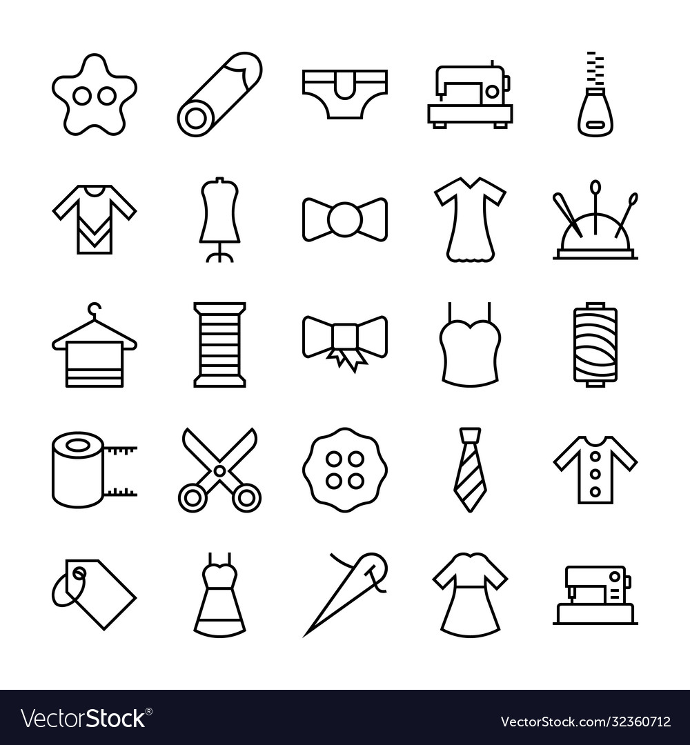 Sewing Icons Royalty Free Vector Image Vectorstock