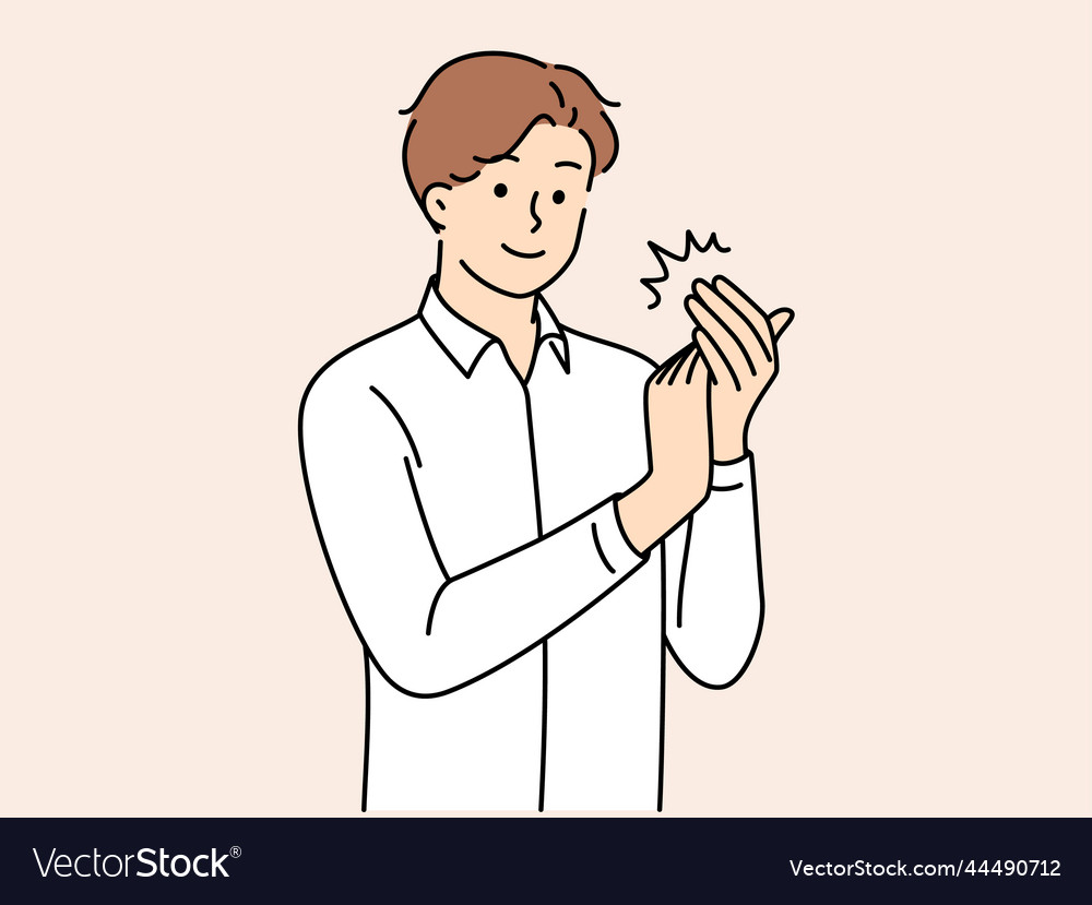 Smiling man clap hands Royalty Free Vector Image