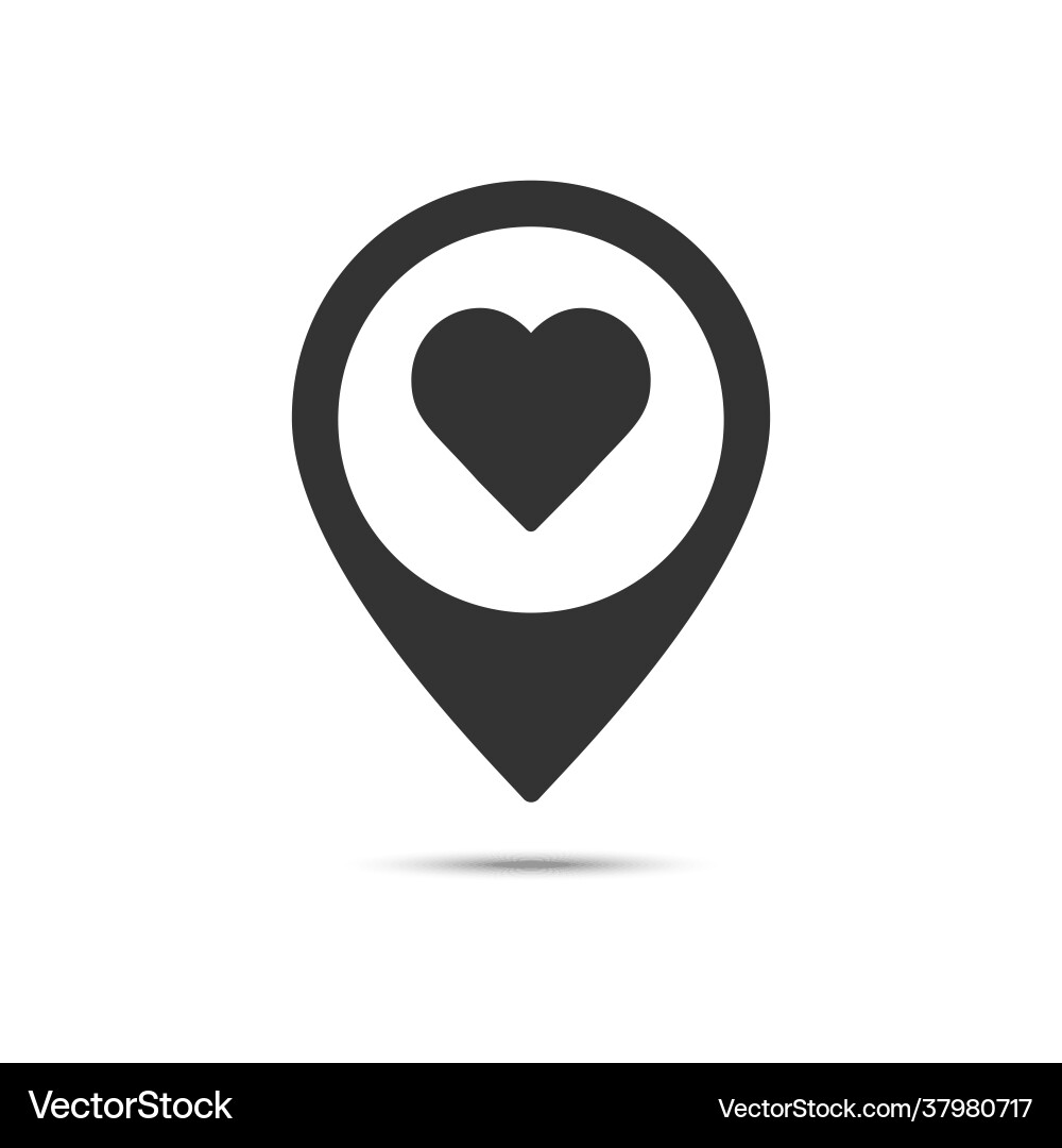 Map pointer with heart solid icon valentines day Vector Image