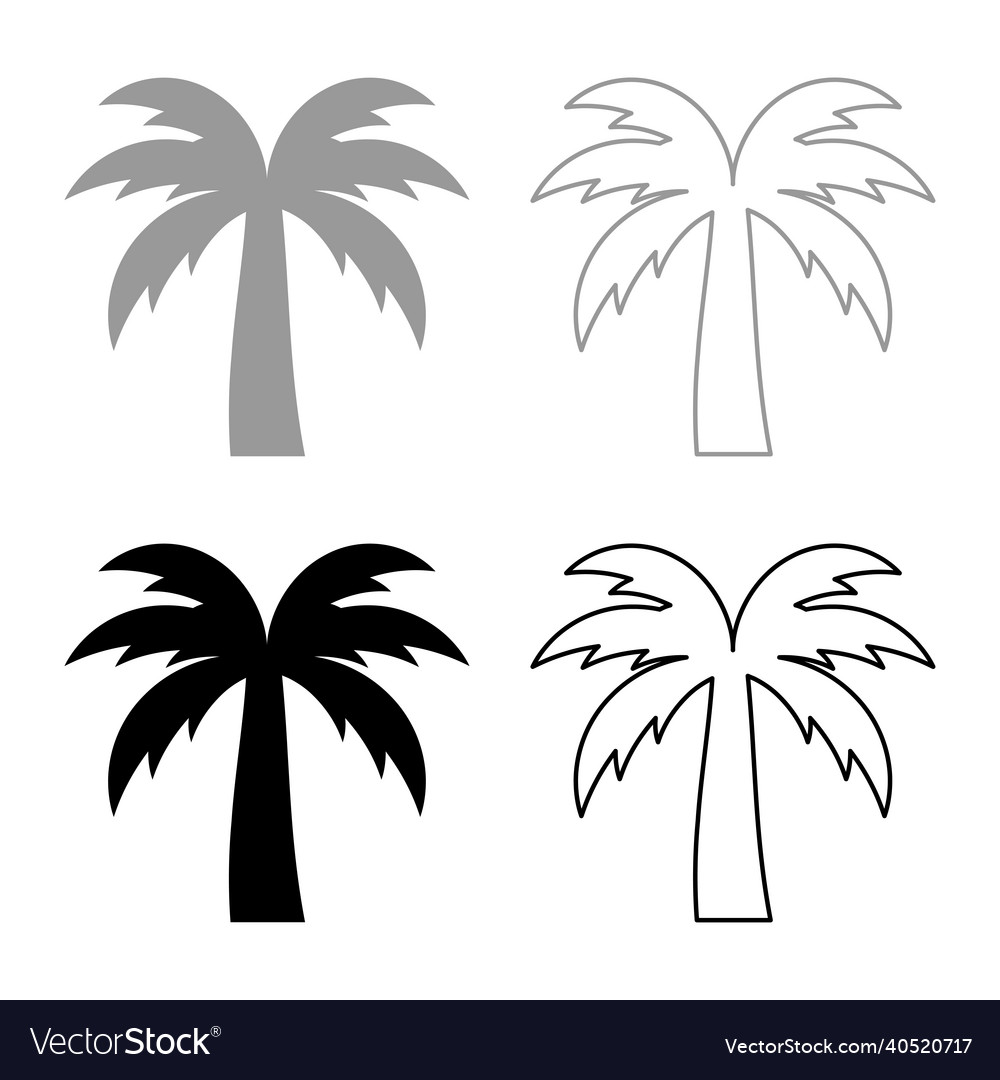 Palm tree silhouette island concept set icon grey Vector Image