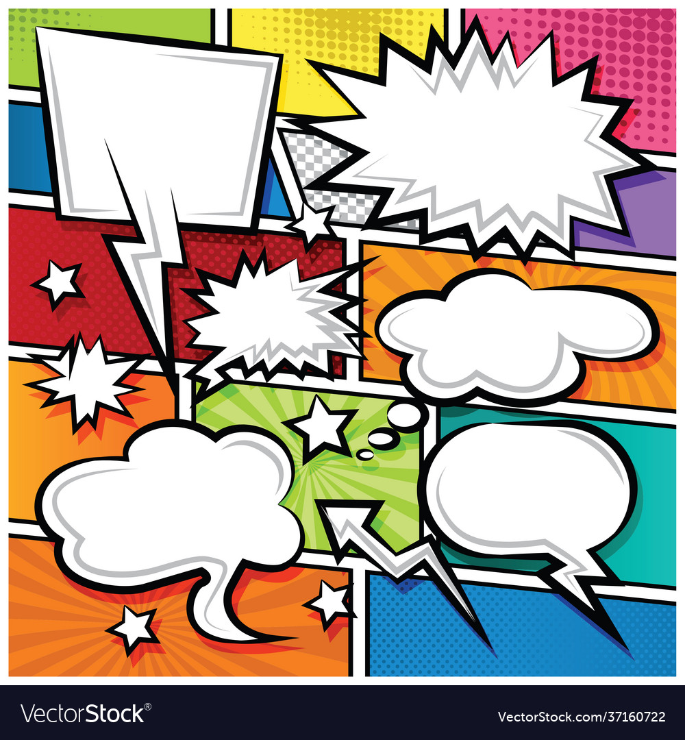 Comic Bubble Speech Balloons Cartoon Royalty Free Vector