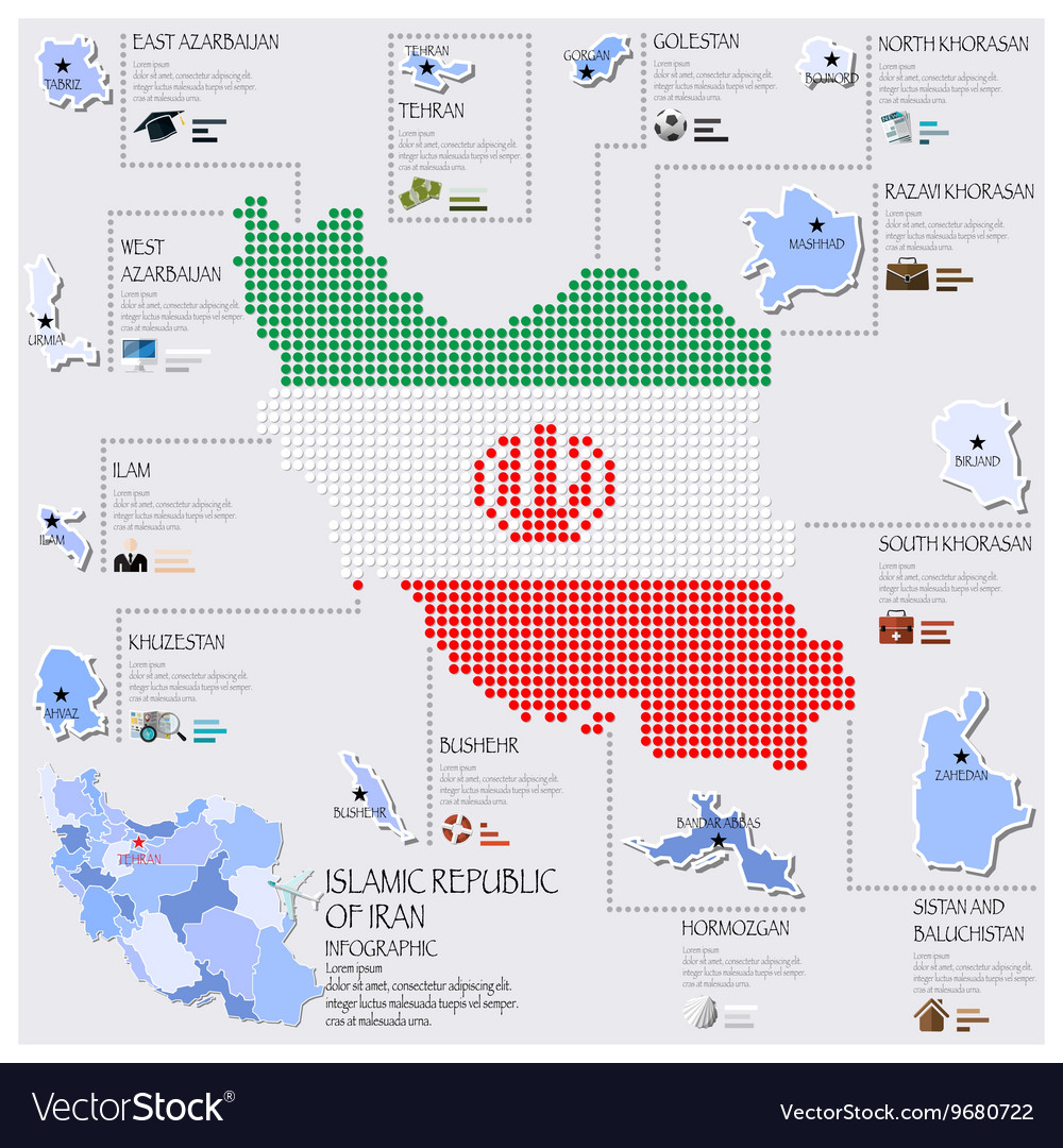 Dot And Flag Map Of Islamic Republic Of Iran Vector Image