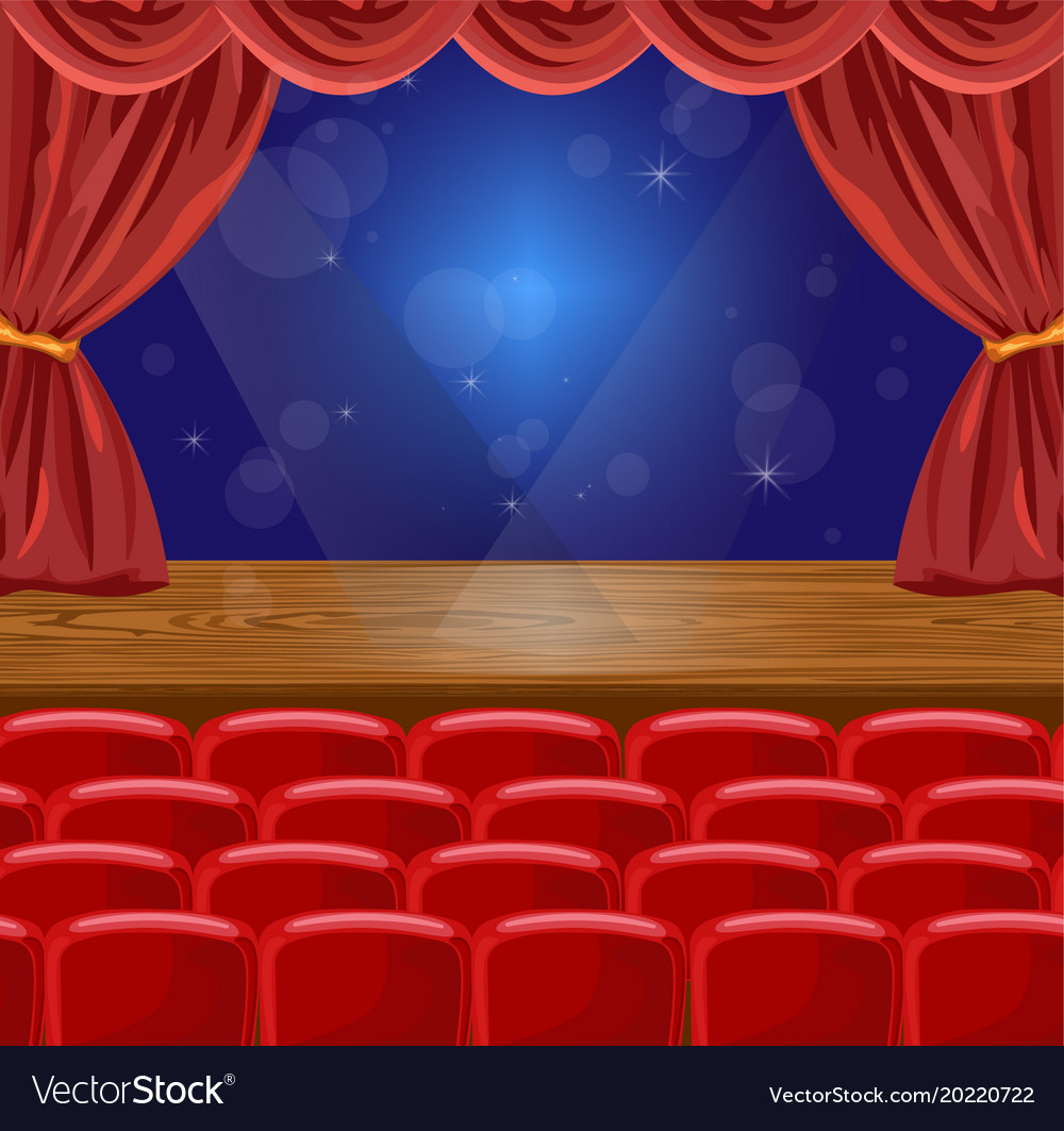 Microphone on a stage theater Royalty Free Vector Image