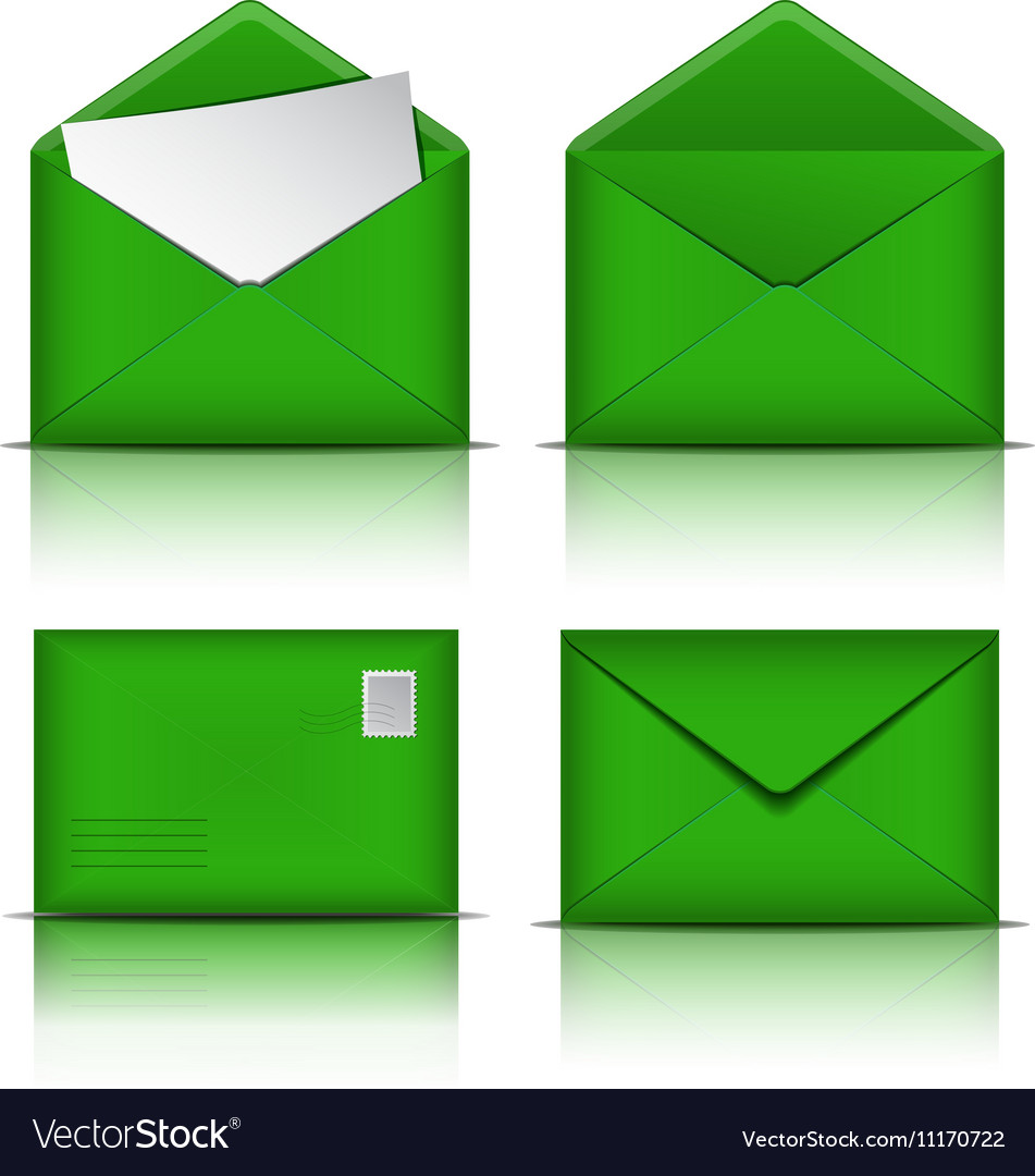 Set of green envelopes Royalty Free Vector Image