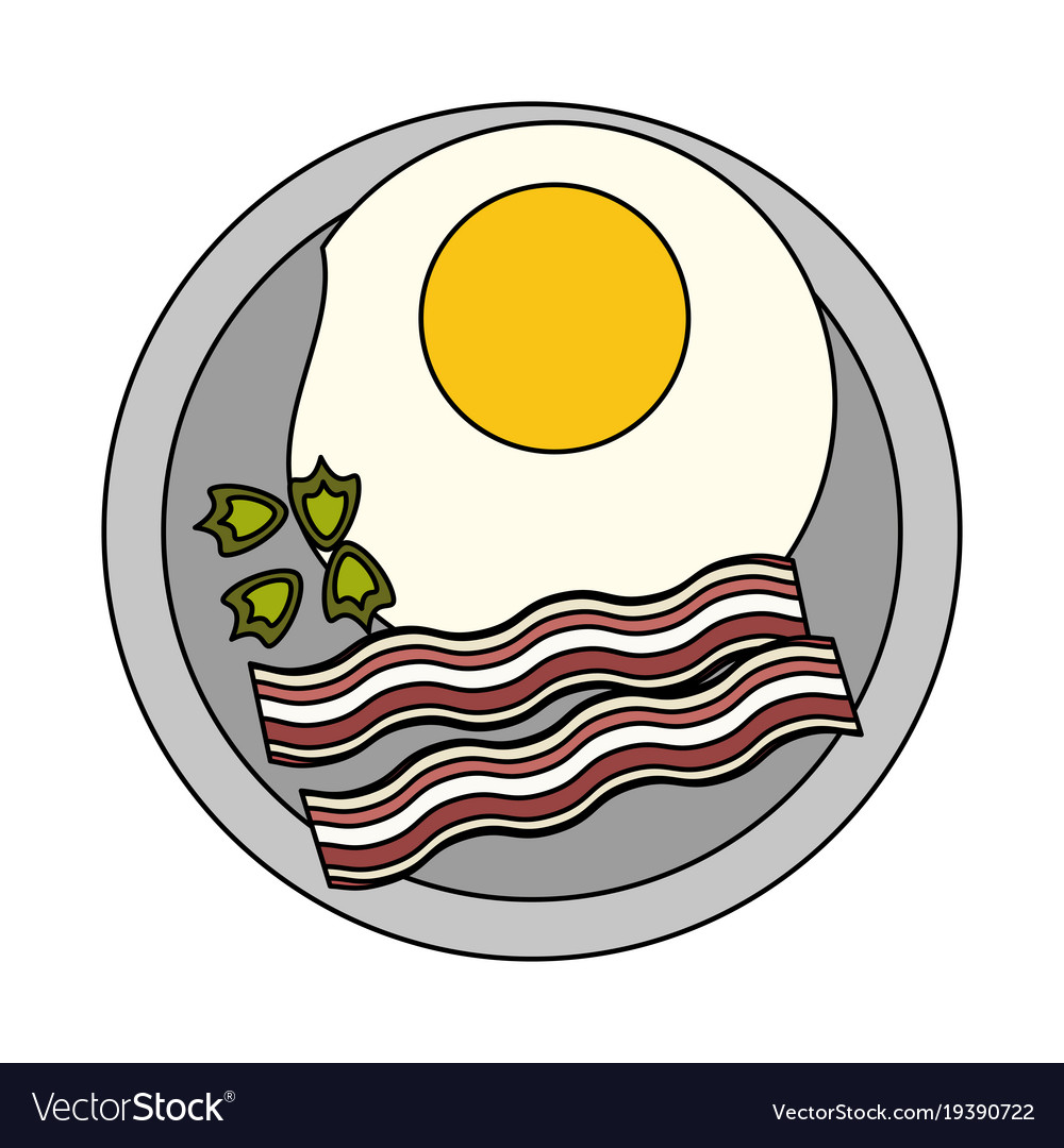 Sunny egg with bacon on dish Royalty Free Vector Image