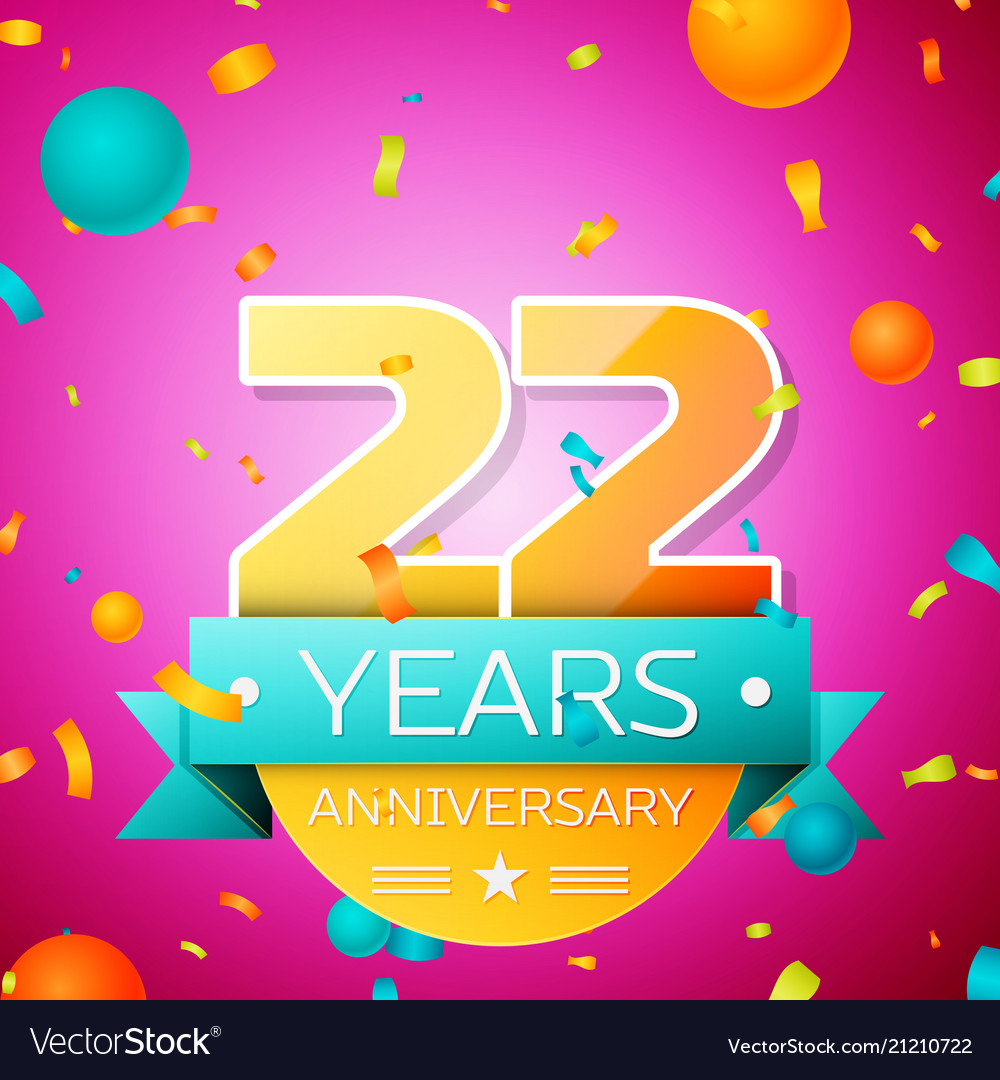 Twenty two years anniversary celebration design Vector Image