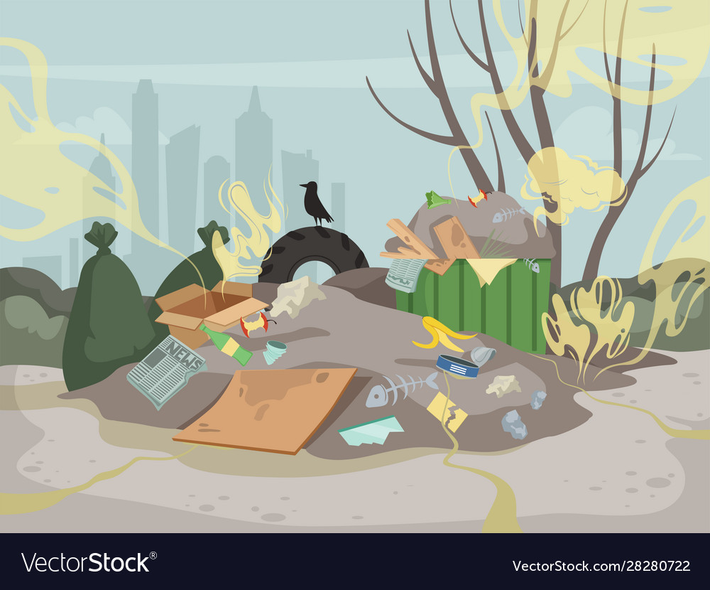 Waste smell toxic junk mountain garbage bad Vector Image