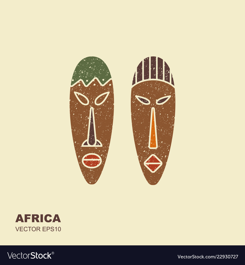 African masks icons for tribal designs vector image African masks icons for tribal designs