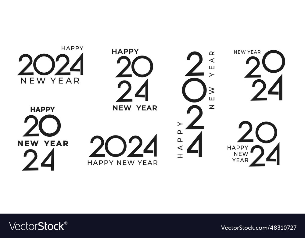 Big set 2024 new year logo text design selection Vector Image