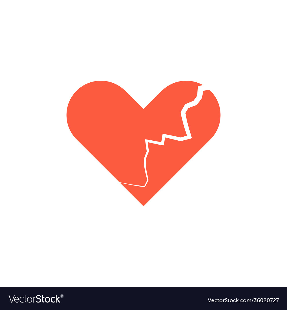 Broken heart icon heart with crack symbol stock Vector Image