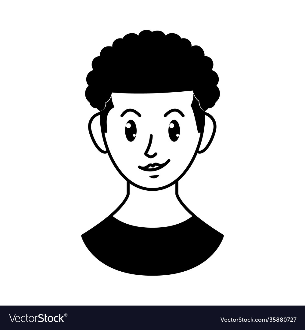 Cartoon woman with afro hair line style Royalty Free Vector