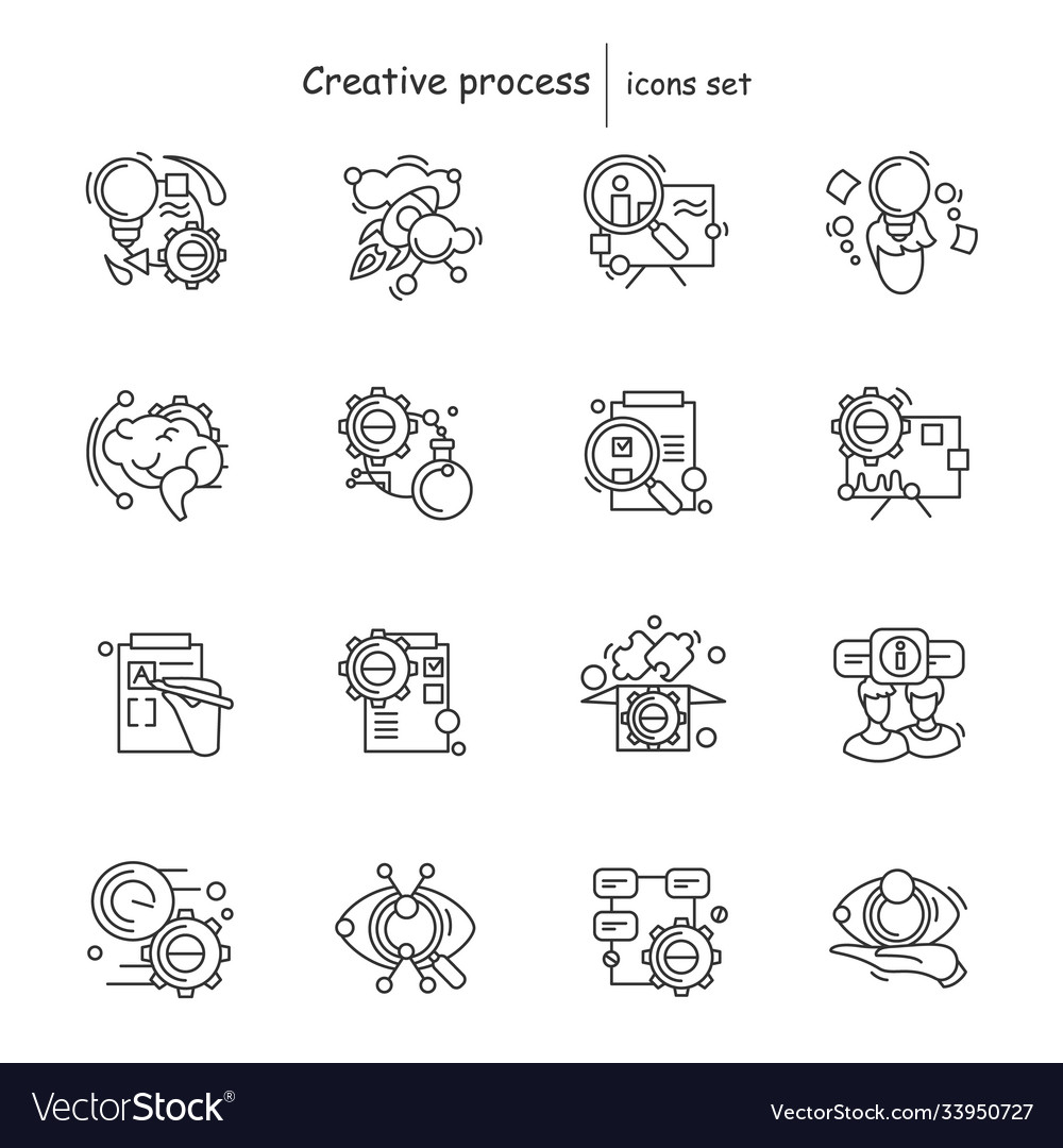 Creative process icon set stages development Vector Image