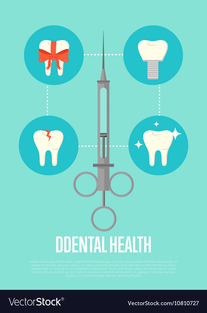 Dental Health Banner With Syringe Royalty Free Vector Image