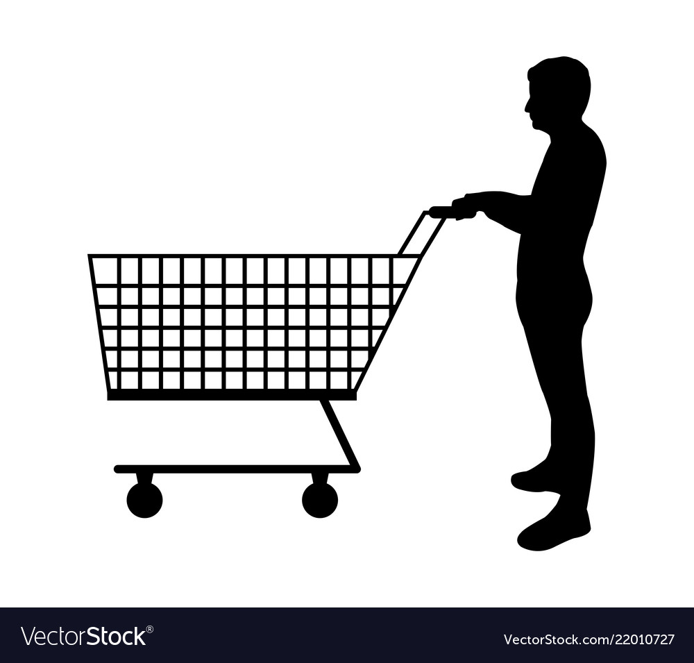 Man icon with shopping cart Royalty Free Vector Image