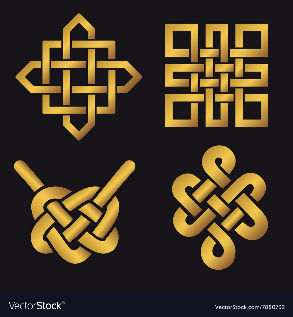 auspicious-endless-knots-setbuddhist-symbolgold-vector-image