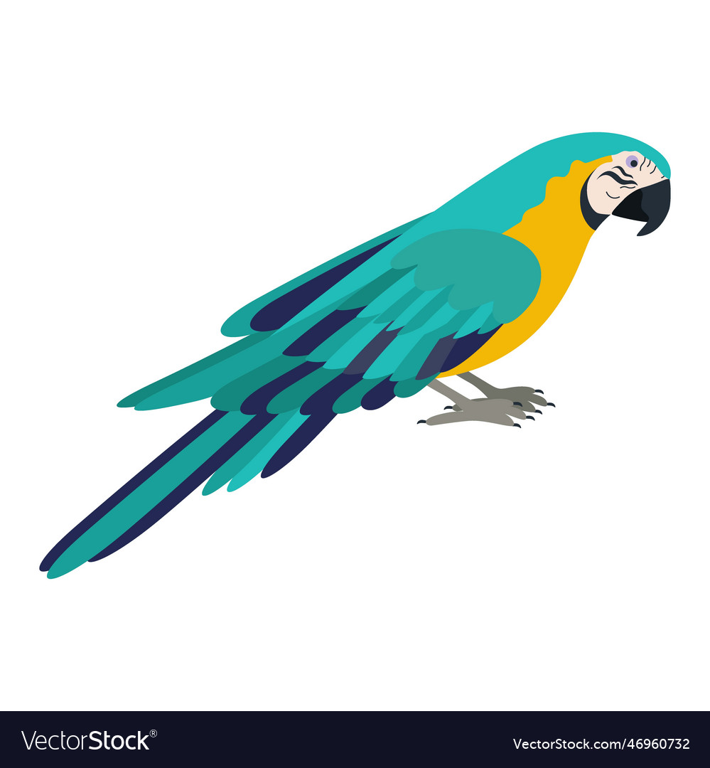 Cute cartoon parrot bird flat Royalty Free Vector Image