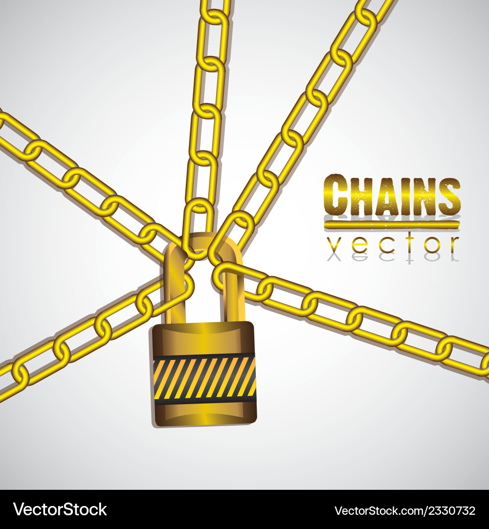 Gold chains attached a padlock Royalty Free Vector Image