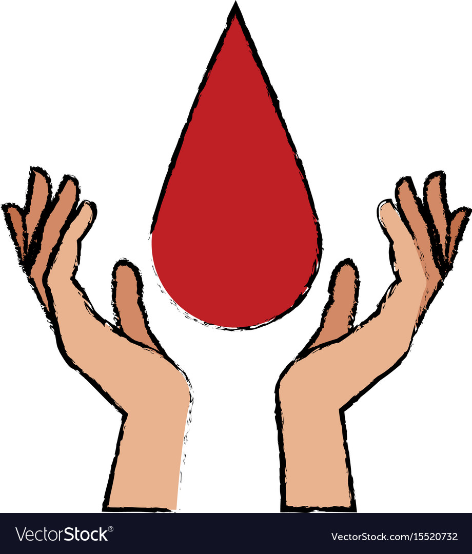 Hands with blood drop donation campaign Royalty Free Vector