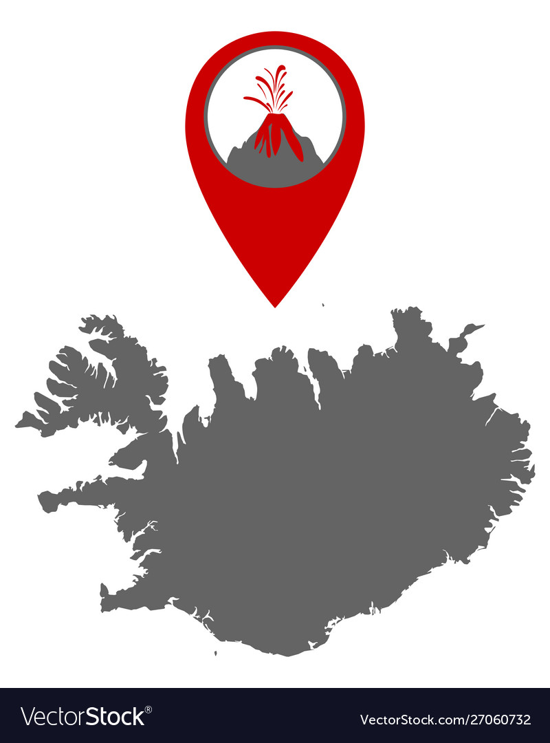 Map iceland with volcano locator