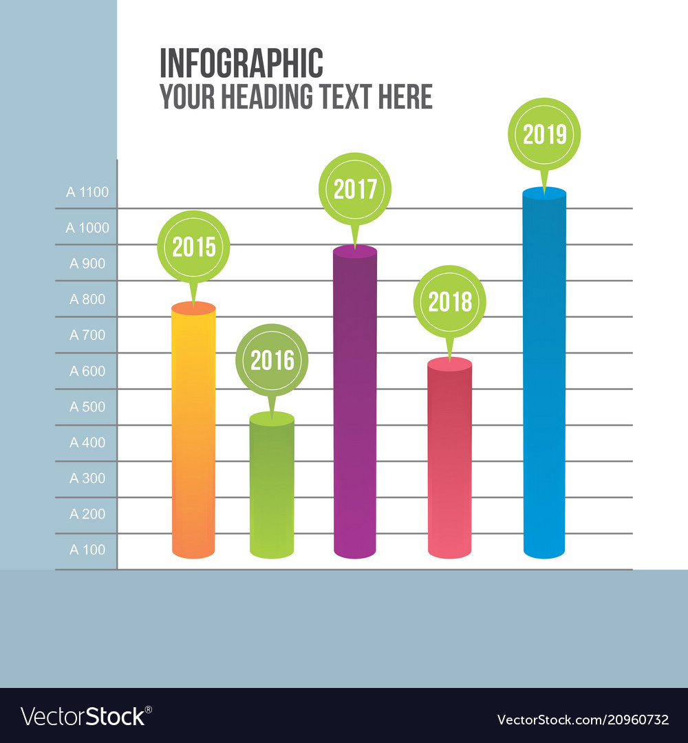 Statistics infographic in colorful cylinder chart