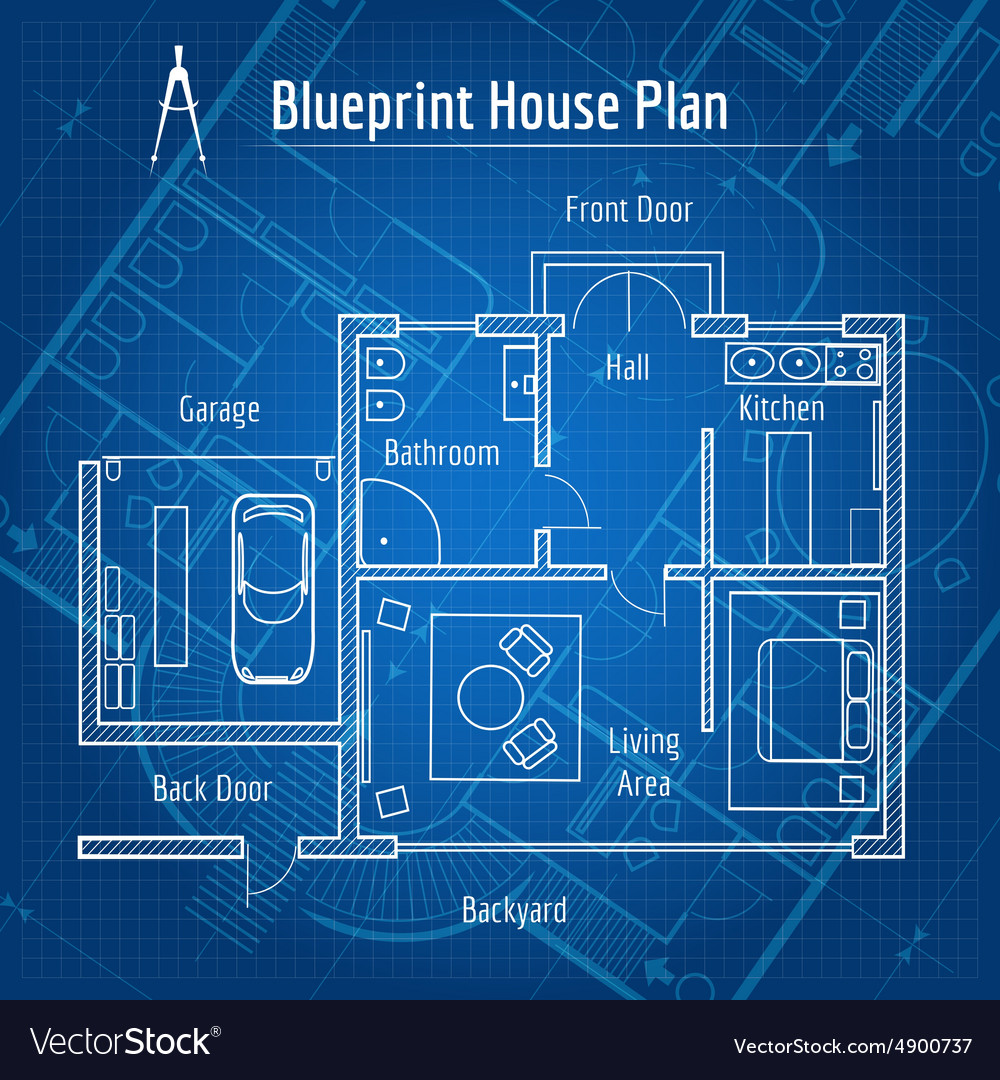 Blueprint House Plan Royalty Free Vector Image blueprint-house-plan-royalty-free-vector-image