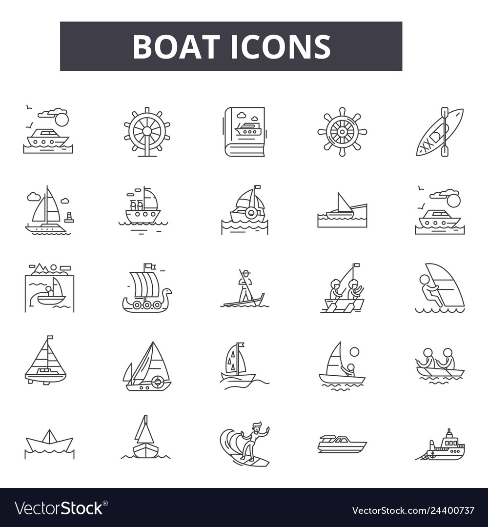 Boat line icons for web and mobile design Vector Image