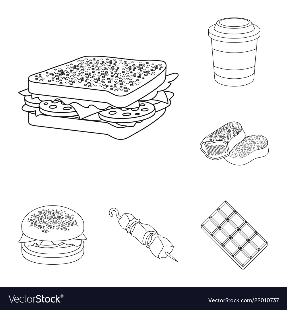 Fast food outline icons in set collection Vector Image