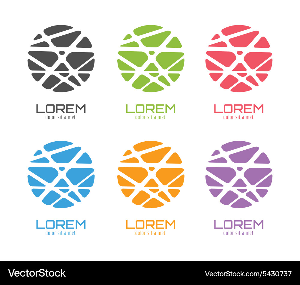 Globe abstract logo template set circle Royalty Free Vector