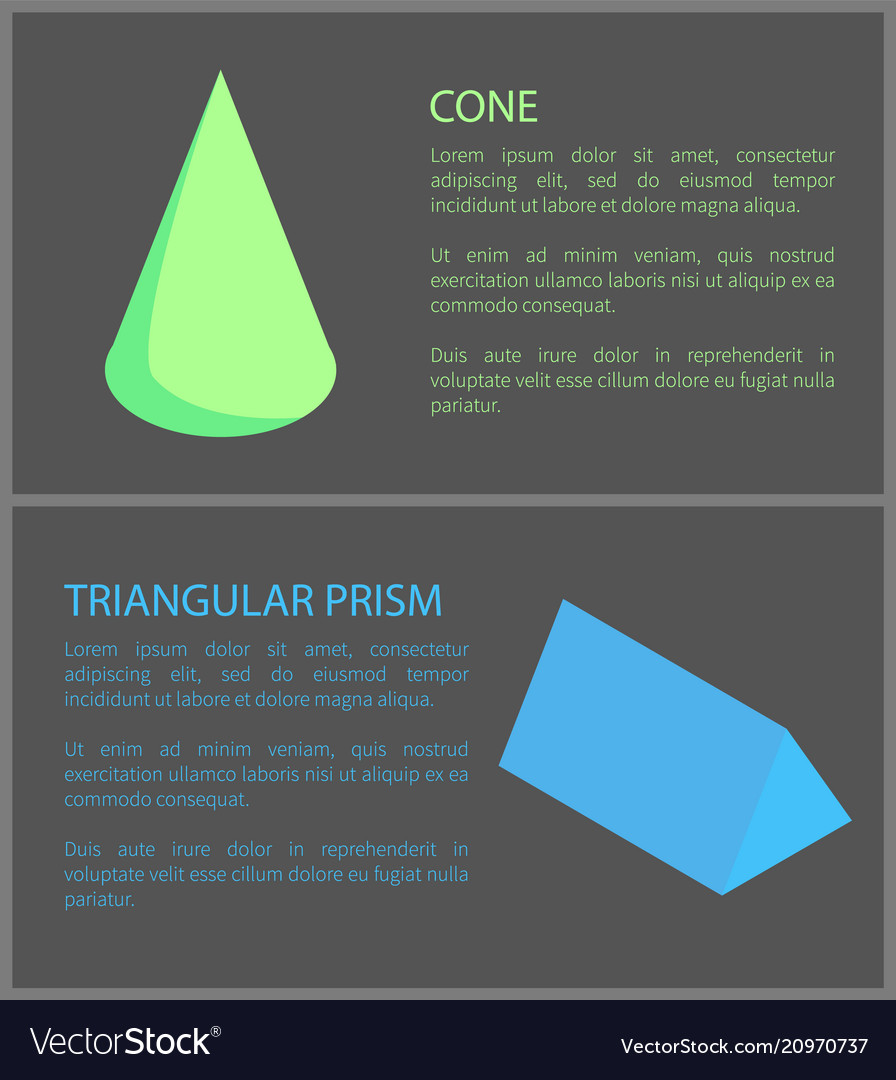 Green cone with triangular prism colorful banner Vector Image