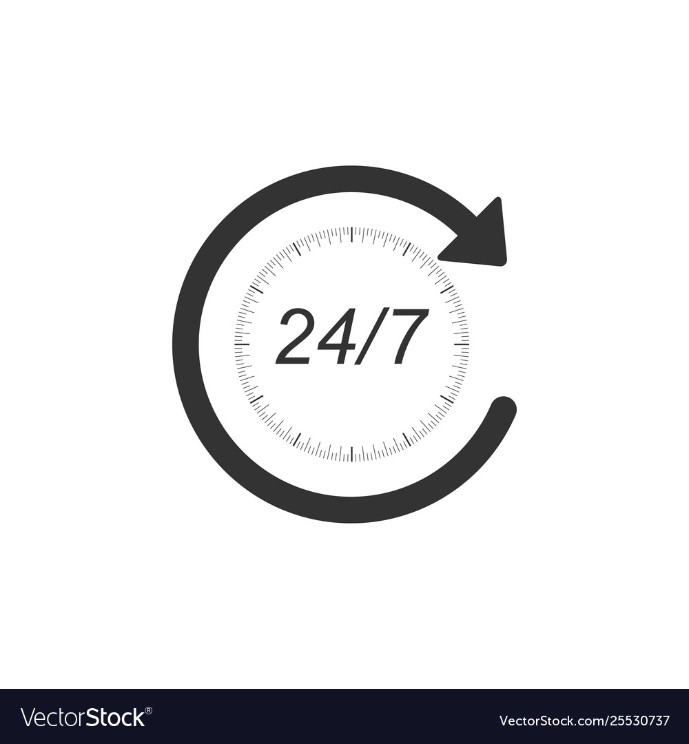 Open 24 hours a day and 7 days week icon Vector Image