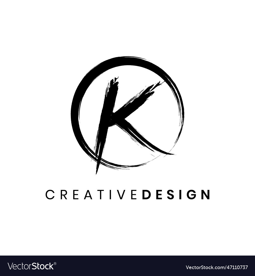 Unique Brush Stroke Letter K Logo Design Vector Image