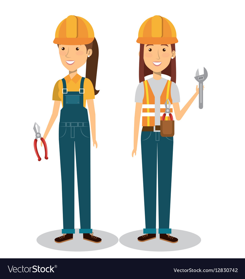 Builders Group Avatars Characters Royalty Free Vector Image