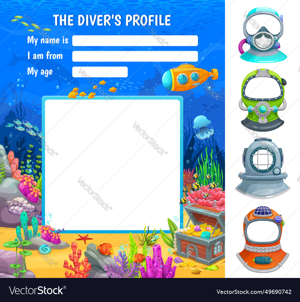 Frogman or diver social network profile form Vector Image